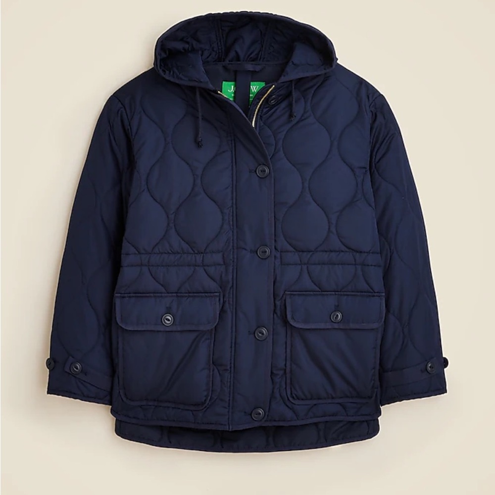 J Crew - NWT - Oslo puffer jacket with Primaloft - navy, size Lg - runs big